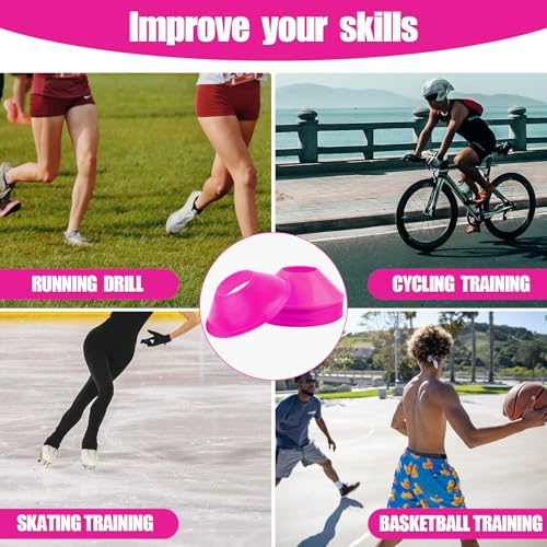 15pcs Soccer Cones for Sports Training, Mini Football Cones Flexible Agility Sports Cones Small Practice Cones for Football Basketball Running Drills Sports Games Field Cone Markers Kids (Rose Red)