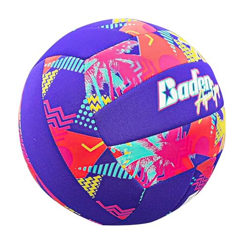 Baden Aquagrip Soft Neoprene Cover Swimming Pool Ball - color: Purple/Yellow Electric Palm, size: Official Size 5, style: Volleyball