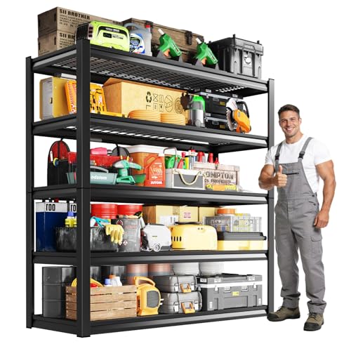 Garage Shelving Heavy Duty Storage Shelves Adjustable 5 Tier Metal Shelving Unit Industrial Utility Shelf Storage Rack for Garage Basement Kitchen Storage Organization - size: 63"H x 27.7"W x 11.8"D