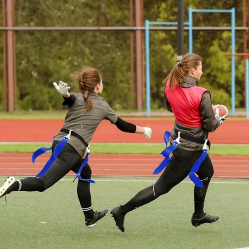 Junkin 6/8/10 Players Flag Football Sets Adjustable Football Belts and Flags for Youths Teens Kids Adults Players Sports Team - color: Dark Blue