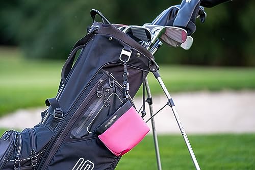 Club Scrub Golf Club and Golf Ball Cleaning Bag, Waterproof Clean Face Technology Liner, Detachable Clip, Machine Washable, Cleans Club Grooves, Dry Exterior (Neoprene or Microfiber Option Available) - color: Pink, style: Neoprene
