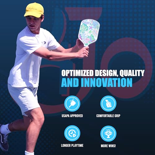 4Joy Pickleball Paddle Premio Series - Thermoformed Premium T700 Carbon Fiber Pickleball Paddless - Professional Pickleball Rackets for Women & Men - 16mm Honeycomb Core - USAP Approved - style: Union Pack: Sunset & Damask