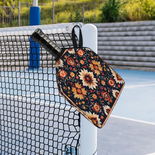 Pickleball Paddle Cover with Pockets and Handle Strap, Racket Sleeve and Ball Holder Organizer, 1 Pcs - color: teal