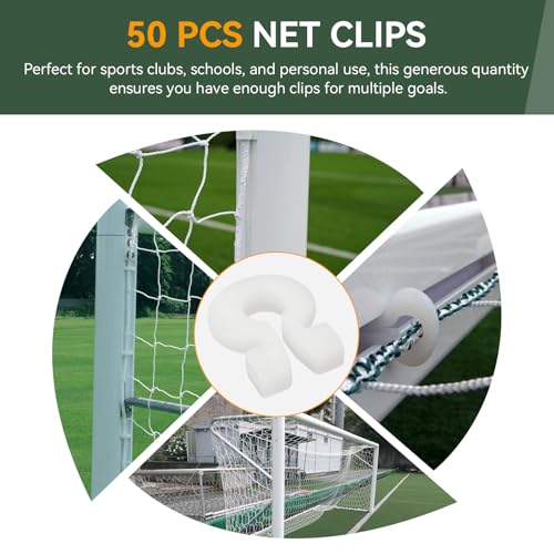 Soccer Net Clips for Goal, Durable Nylon Soccer Goal Net Clips, Soccer Goal Clips Fit for Most Goal Net Systems Games Playgrounds, Football Net Clips for Soccer Net Accessories 50 PCS