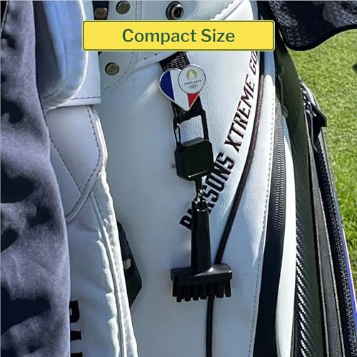 SmileyGolf Mini Golf Brush - Retractable Groove Cleaner with Carabiner Clip, 20" Extendable Cord, Non-Scratch Nylon Bristles, Pocket-Sized Pro-Tested for Irons, Wedges