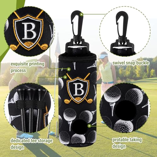 Liliful 12 Pcs Golf Accessories Kit, Include Golf Ball Bag with Hook Towel Tees Magnetic Ball Marker Divot Tool Cleaner Brush for Women Man Gifts(Initial B,Black)