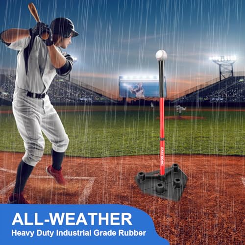 Heavy Duty Baseball and Softball Portable Travel Batting Tee.Adjustable 5-Position Baseball and Softball Batting Tee.Hitting Tee for Any Age Player Baseball - color: Red Five Position-2Tube