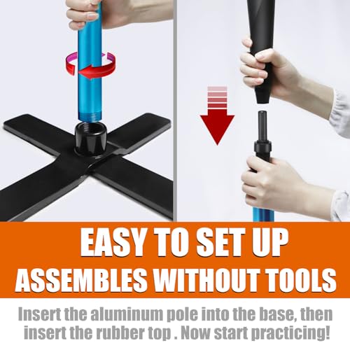 TARUMG Portable Batting Tee for Baseball/Softball, Height Adjustment from 25-47 inches, Heavy Duty Baseball Tee with Detachable Rubber Top, Easy Assembly Hitting Tee for Kids/Youth/Adults - style: Basic Set&Blue 25‘’-37‘’