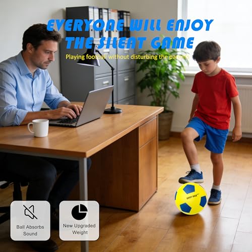 Silent Foam Soccer Ball PRO 2026 Weighted Indoor Training Ball Multi-Sport Dribbling Practice Soft No-Noise Design for Home Play, Durable Foam Construction Size 3/5/7
