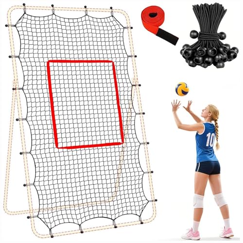 Volleyball Rebounder Net, with Adjustable Hitting Zone, 213x122cm, Volleyball Training Net, Sports Rebounder, Quick Fold & Storage, for Indoor Outdoor Use