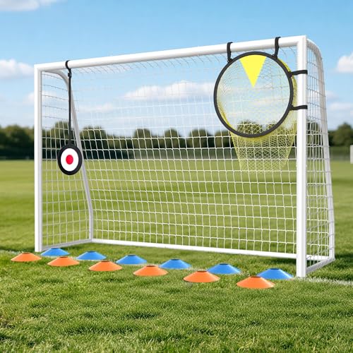 6×4FT Soccer Goal for Backyard,Sturdy Metal Frame Soccer Goal with Target Net, Shooting Target & 12 Training Cones,Outdoor Full Size Soccer Goals Training Equipment for Kids Teens Adults - size: 6FTx4FT