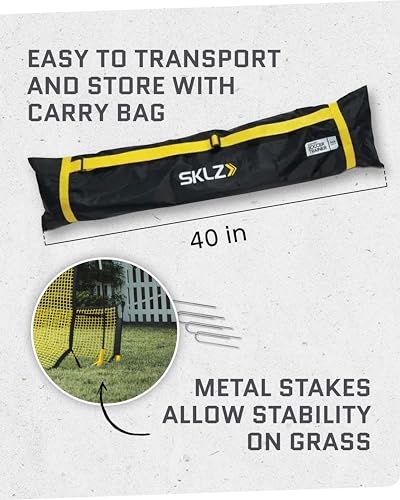 SKLZ Quickster Soccer Trainer - Dual-Sided Rebounder for Solo Passing, Receiving, Trapping Practice - Large & Small Rebound Net - Weather Resistant - Adjustable Frame, Metal Stakes & Carry Bag