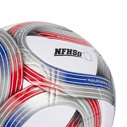 adidas Unisex MLS Soccer Ball - color: White/Team Royal Blue/Red/Silver Metallic League NFHS, size: 4