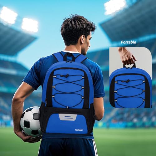 Goloni Soccer Bag, Basketball Bag with Ball Compartment & Shoe Compartment,Large Soccer Backpack for Basketball,Gym,Football - color: Blue