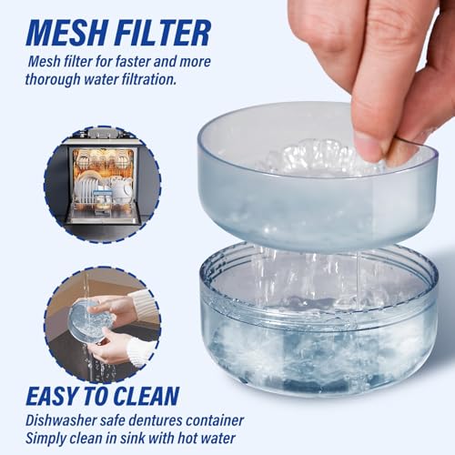 Denture Case Retainer Cleaning Case: 2 in 1 Retainer Case, No-Leak Denture Bath Box Cup, Complete Clean Care for Dentures, Clear Braces, Mouth Guard, Night Guard & Retainers - color: Blue