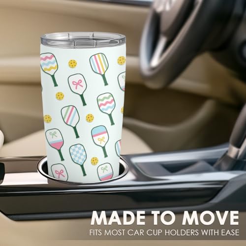 SANDJEST Pickleball Tumbler 20oz, Stainless Steel Travel Cup with Lid, Insulated Coffee Mug, Pickleballs Gifts for Women Girls Friends Sisters Players on Birthday Christmas - color: Pickleball 1