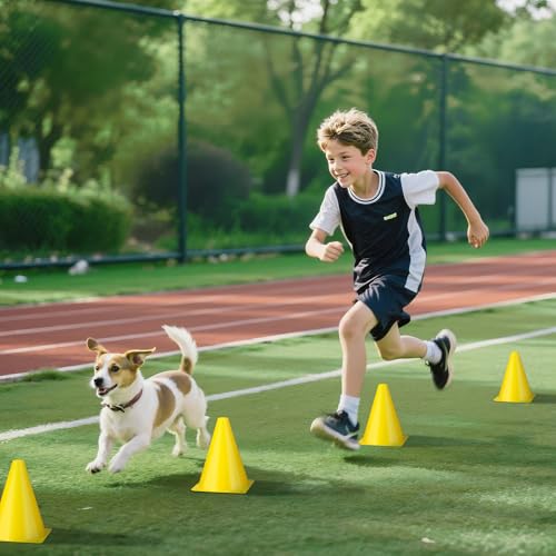 36pcs Cones 7 Inch Soccer Cones and Plastic Traffic Cones, Durable Cones for Sports Training, Ideal for Soccer, Basketball, Football, Skating, and Agility Drills Practice - color: yellow