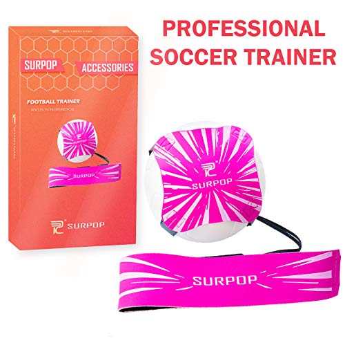 Surpop Soccer/Volleyball/Rugby Trainer, Football Kick Throw Solo Practice Training Aid Control Skills Adjustable Waist Belt for Kids Adults - color: pink
