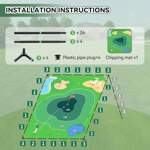 Liberry Golf Chipping Game with Large Chipping Mat, 2 Adjustable Clubs, 20 Sticky Balls, Outdoor Indoor Sports Training Toy Gift for Adults Kids, Family Yard Target Game - style: chipping mat with standard club