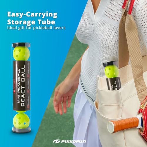 React Mini Pickleball Balls – 5 Pack 1.65" Small Pickleball Training Balls for Indoor Drills, Hand Speed & Paddle Control – Quiet Home Practice, Warm-Ups & Gifts – Lime Green
