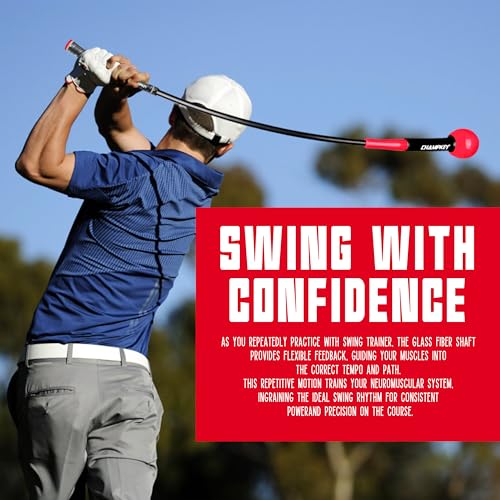 CHAMPKEY Professional Golf Swing Trainer with Customizable Size Grip - Come with 2 Golf Alignment Sticks - Choose Grip Size and Swing Training Aid Length - size: Midsize(Grip Size), style: 48 Inches