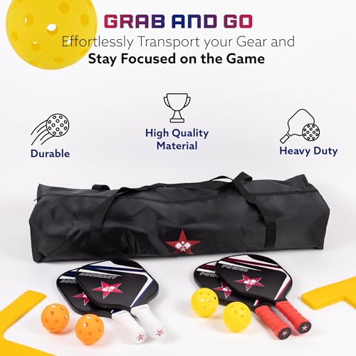 Pickleball Net Complete Kit, Full Court Size (22 FT) Two Different Paddle Styles, Weather Resistent Metal Frame, Carry Bag, for Indoor/Outdoor/Driveway.