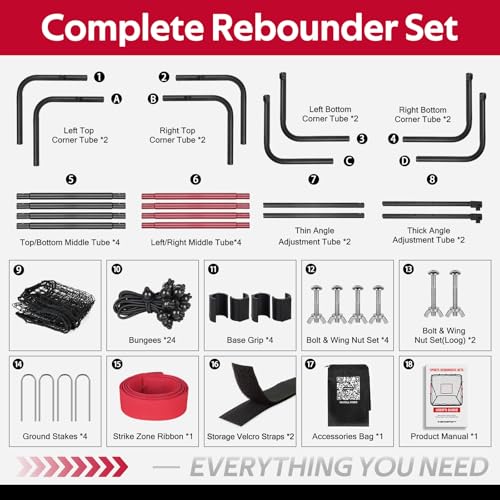 VAVOSPORT Volleyball Rebounder Net 40"x40" – Adjustable Angles Bounce Back Training Equipment for Volleyball, Baseball, Softball & Lacrosse, Durable, Portable, Easy Setup for Indoor & Outdoor Practice