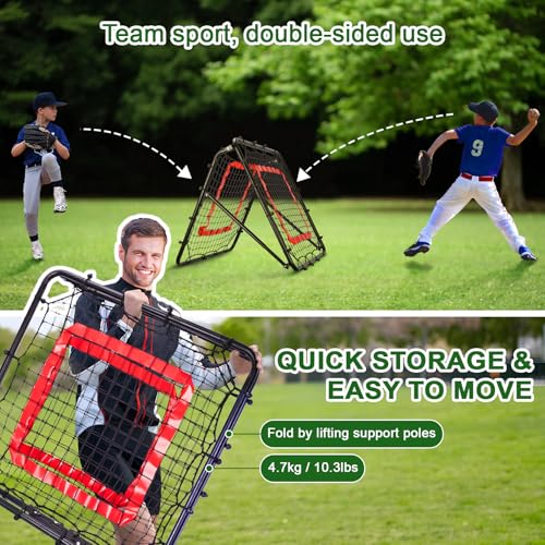 BaseGoal Baseball and Softball Rebounder Net,Baseball Rebounder,Volleyball Rebounder,Pitch Back Net,Multi-Sport Training Rebound Screen,with Pitching Target,Easy Adjustable Angles - size: 33.5x33.5 IN, style: Black