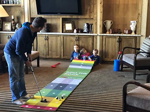EyeLine Golf - Roll The Rock Putting Mat - Have Fun Perfecting Stroke, Alignment, Speed Control, Visualization, Consistency - Outdoor-Indoor-Compact - color: 10-Foot Putting Challenge