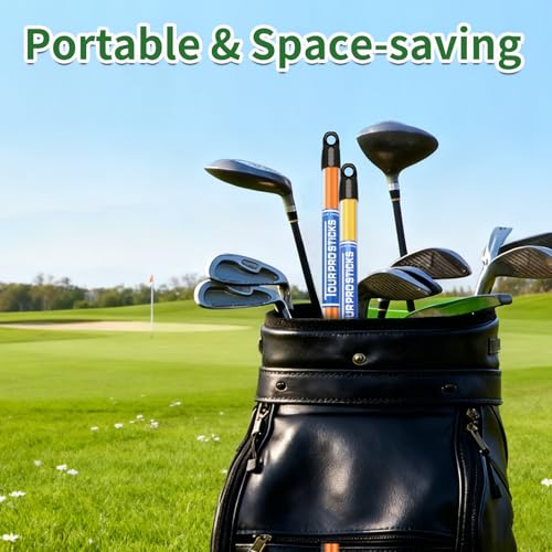 Pro-Level Golf Alignment Sticks 2 Pack with Connector & Travel Tube - 45" Premium Fiberglass Training Aid for Swing Path, Alignment, and Putting Drills