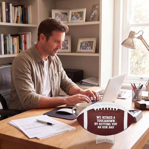 4 Pcs Autograph Football Soccer Gift Blank Signature Official Size Footballs Gifts with Acrylic Stand and Signature Pen Pump Two Tone Panels for Coach Gifts Anniversary Birthday - style: Father's Day