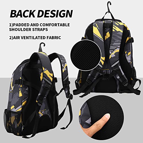 Sports Baseball&Softball Bat Bag For Youth|Adults, Baseball Equipment Backpack Bag with Shoe Compartment,Fence Hook,Holds Bat, Helmet, Glove - color: Mix Yellow