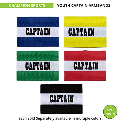 Champion Sports Youth Captain’s Arm Band, Green - Unisex Woven Elastic Nylon Captain Arm Bands for Soccer, Football, Basketball and More - Premium Team Sports Accessories for Kids