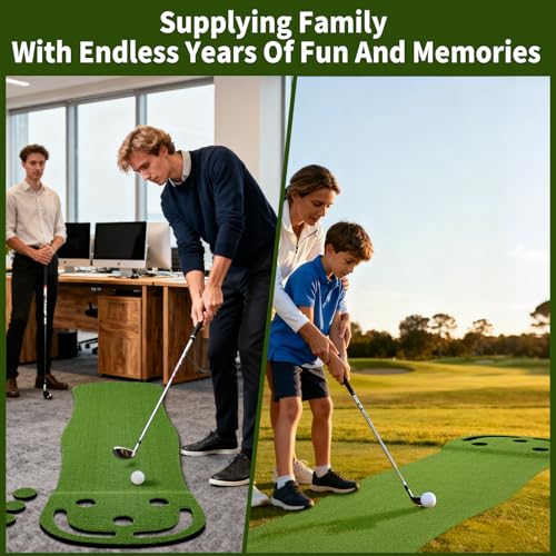 Wekin Indoor Putting Green,2x8ft Artificial Turf Putting Green with Adjustable Putter, 2 Balls, Perfect Golf Putting Game Mat for Home,Party,Office