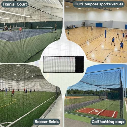 Wesiti 10' x 60' Court Divider Net Kit with Installation Hardware Including Metal Buttonhole Bolt and Wire Rope Sports Heavy Duty Court Partition Net for Tennis Badminton Indoor Outdoor