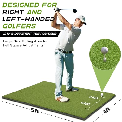 Bltend Golf Mat: 5x4ft & 5x5ft Heavy-Duty Golf Hitting Mats Practice Outdoor/Indoor, Elite Dense Artificial Turf Matt Training Aid for Backyard/Garage/Driving Range/Simulators