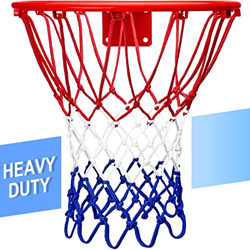 LAO XUE 2025 Upgraded Thickening Heavy Duty Basketball Net, Rainproof Sunscreen for All-Weather 21inches (6.88 Ounce) Standard Thick Nets,12 Loops for Indoor and Outdoor Replacement Net
