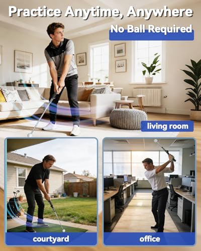 Retractable Golf Swing Training Aid with Click Sound, Right-Handed Golfs Grip Trainer for Tempo & Rhythm, Warm-Up Swing Stick for Chipping & Hitting, Portable Golf Accessories for Men