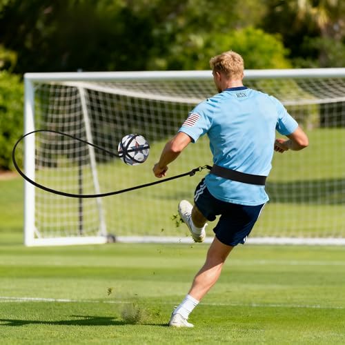 READAEER Soccer Training Equipment for Kids Adults, Adjustable Waist or Wrist Belt for Kicking and Passing Practice, no Waste time Picking up the Ball(Football is not Included)