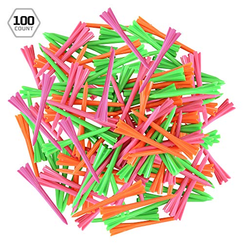 Izzo Plastic Golf Tees (100 Pack) - color: Neon Mix, style: 1.5 Inches