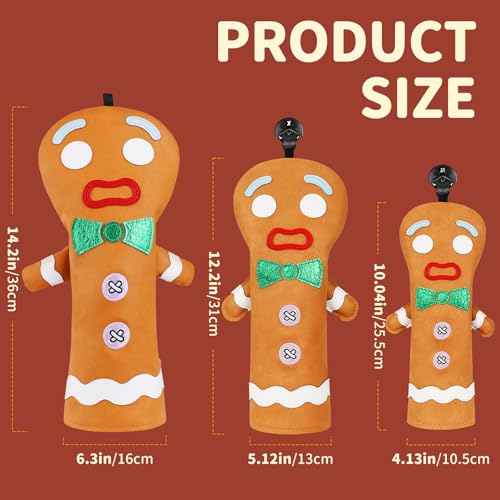 Funny Golf Club Head Cover Driver Headcover Fairway Wood Headcover Hybrid Club Head Cover Brown Monster Cookie - style: 3PCS(1.F.H)