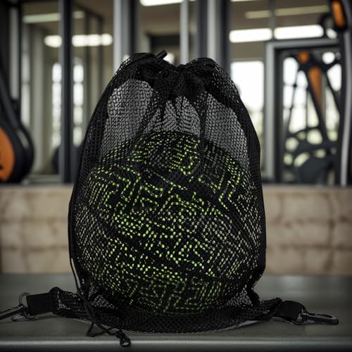 STAY GENT Drawstring Basketball Backpack for Boys, Foldable Soccer Backpack Gym Bag Sackpack Sports Sack with Detachable Ball Mesh Bag for Volleyball Baseball Yoga - color: Coal Black