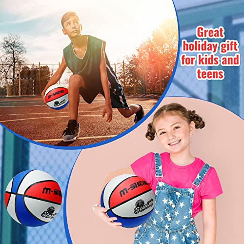 Wettarn 6 Pcs Size 5 Basketballs Bulk Christian Charity Donation Supplies 27.5 Inch Basketball with Pump Xmas Gifts for Games Training - color: Blue, White, Red, style: Stylish