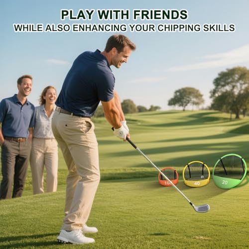 Golf Chipping Net Pop-Up Practice Nets with 3 Targets for Indoor Outdoor Backyard Golf Training Game