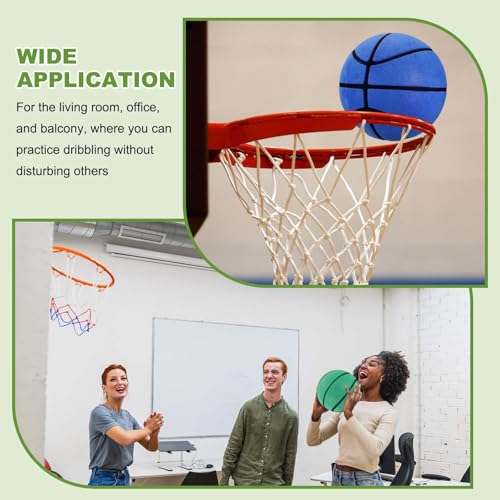 Silent Basketball, Quiet Basketball High Density Foam No Noise Sculpted Groove Bouncing Ball with Net Bag - color: Blue, size: 8.3 Inch