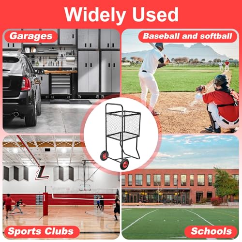 Sports Ball Locker with Wheels, Pro Rolling Sports Batting Practice Balls Cart Holder 300 Baseballs/150 Softballs Heavy-Duty Portable Baseball Storage Rack for Caddy Gym School Club 22''x24''x45''