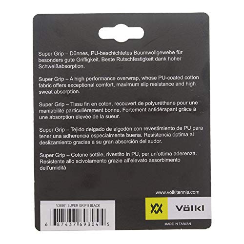 Volkl Super Grip II | Cotton | Overgrip | High Performance Tennis Grip - color: Black, size: 3-Pack
