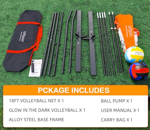 12FT/18FT Portable Volleyball Training Net for Hitting or Serving Drills, Outdoor & Indoor Freestanding Practice Net With Height Adjustable, Carry Bag - style: 18ft pop up volleyball net