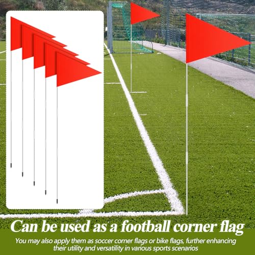 Fanfanwin 10 Pcs Soccer Corner Flags 72 Inch Portable Training Agility Poles Fiberglass Flag Pole for Outdoor Grass Fields Soccer Training