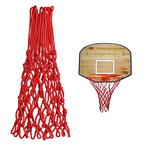 Sanung 2 Pieces Professional Basketball Net Replacement, Heavy Duty Anti Whip 12 Loops Red Standard Size Basketball Rim Net Fits Indoor and Outdoor All Weather
